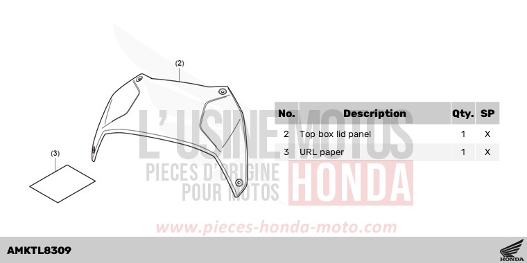 KIT,PANEL TOP BOX(AL) de X-ADV 750 MAT IRIDIUM GRAY METALLIC (NHC64) 2023